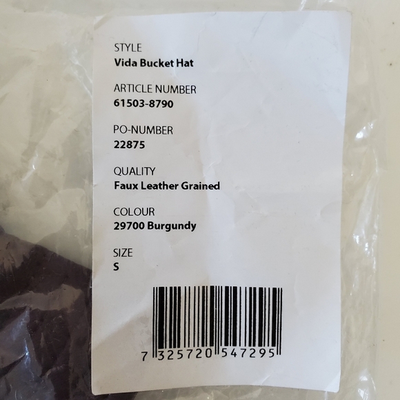 Stand Studio Vida Faux Leather Bucket Hat Burgundy Size Small  NEW Streetwear main image 8
